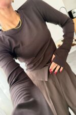 Miya Parmak Geçmeli Bluz Kahverengi - Görsel 2