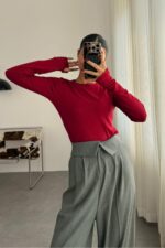 Miya Parmak Geçmeli Bluz Bordo