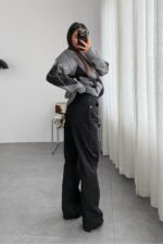 Elroy Koyu Siyah Wide Leg Jean - Görsel 3