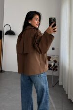 Davina Rüzgarlıklı Kısa Trençkot Kahverengi - Görsel 4