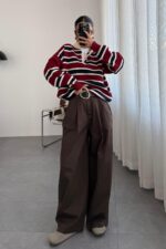 Kemerli Bolluk Pantolon Kahverengi