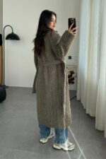 Oversize Uzun Kürk Kaban Koyu Kahve - Görsel 4