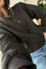 Çıtçıtlı Scuba Ceket Siyah - Görsel 2