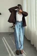 Monama Renkli Taşlı Mom Jean