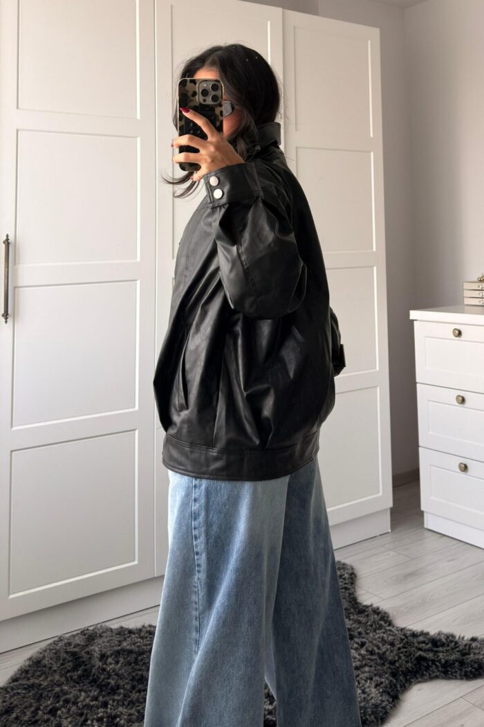 Çıtçıt Düğmeli Oversize Bomber Ceket - Görsel 5