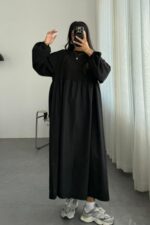 Pinte Bohem Uzun Kol Elbise Siyah - Görsel 2