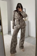 Fuly Açık Leopar Desenli Gömlek Pantolon Takım