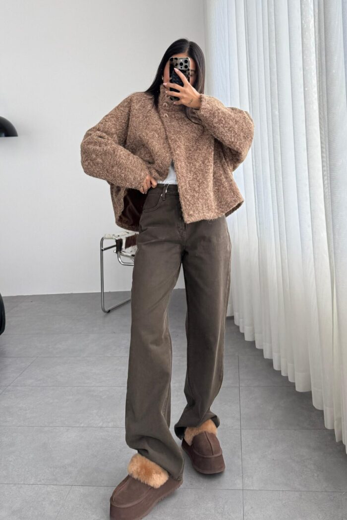 Stella Wide Leg Kahve Jean - Görsel 1