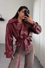 Yılan Derisi Bordo Ceket - Görsel 2