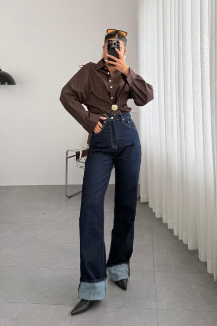 Eva Wide Leg Lacivert Jean