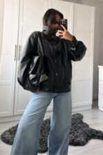 Çıtçıt Düğmeli Oversize Bomber Ceket - Görsel 2