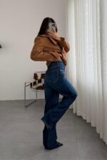 Janes Wide Leg Lacivert Eskitme Jean - Görsel 4
