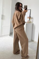 Dik Yaka Fermuarlı Triko Takım Haki - Görsel 4