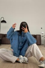 Yarasa Kol Denim Ceket - Görsel 4