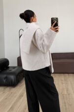 Atkılı Düğmeli Kırçıllı Ceket Ekru - Görsel 4