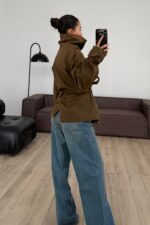 Göğüs Cepli Denim Ceket Haki - Görsel 4