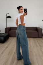 Kulina Wide Leg Eskitme Jean - Görsel 4