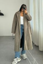 Oversize Uzun Kürk Kaban Koyu Kahve