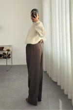 Mabel Premium Palazzo Pantolon Kahverengi - Görsel 4
