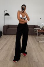 Paçası Fermuarlı Eşofman Siyah