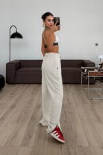 Paçası Fermuarlı Eşofman Ekru - Görsel 3