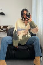 Geyik Desenli Dik Yaka Peluş Sweat - Görsel 3