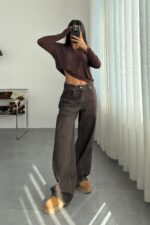 Morgan Baggy Kahve Eskitme Jean
