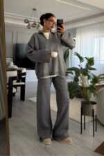 Relax Polo Yaka Triko Takım Antrasit