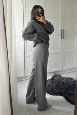 Yüksel Bel Antrasit Pantolon - Görsel 4