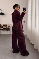 Belden Oturtmalı Blazer Takım Bordo - Görsel 4