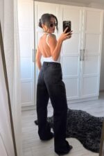 Andrey Siyah Eskitme Wide Leg Jean - Görsel 4