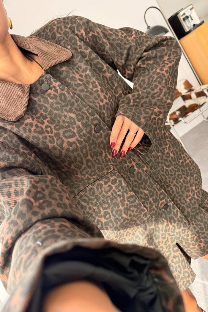 Kadife Yaka Leopar Ceket - Görsel 2