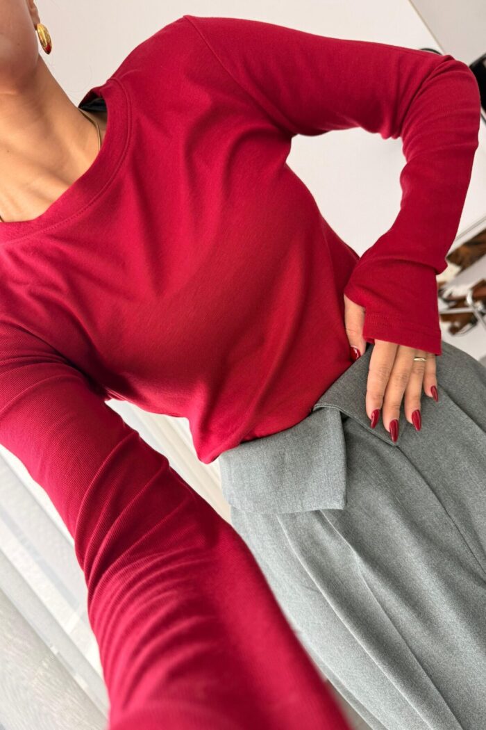 Miya Parmak Geçmeli Bluz Bordo - Görsel 2