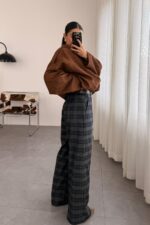 Kemerli Ekose Pantolon Lacivert - Görsel 4