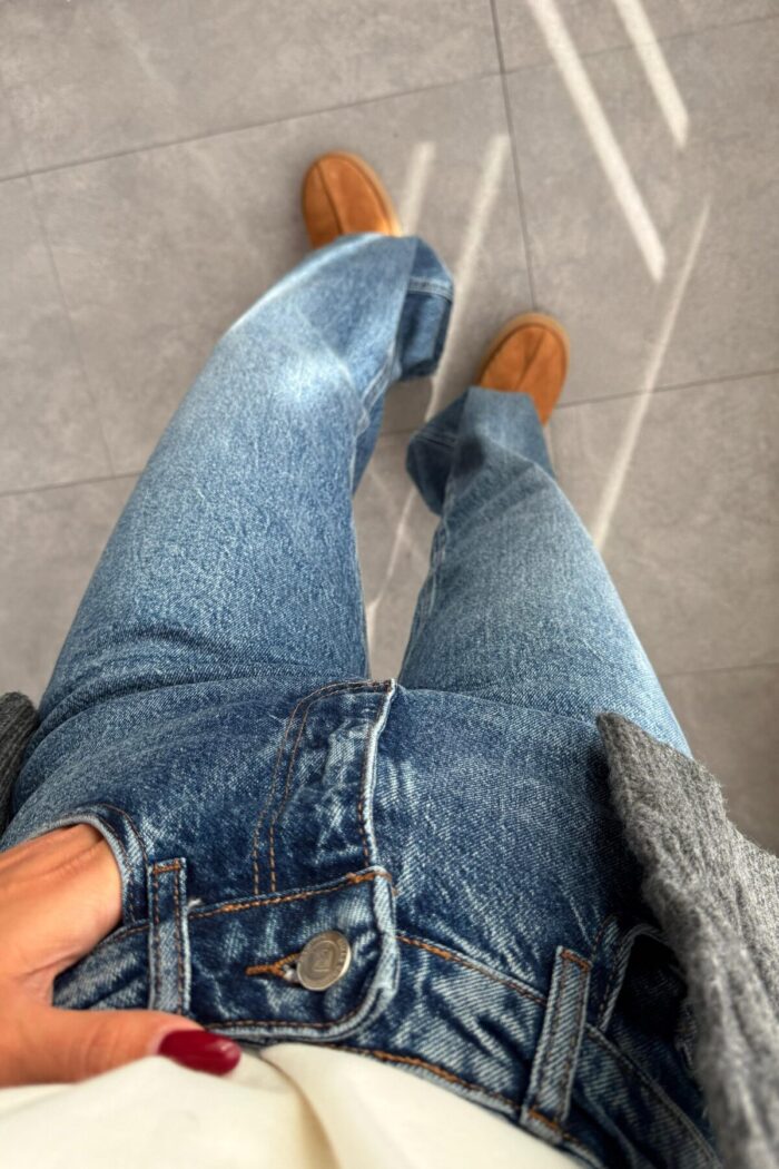 Lole Lacivert Eskitme Wide Leg Jean - Görsel 3
