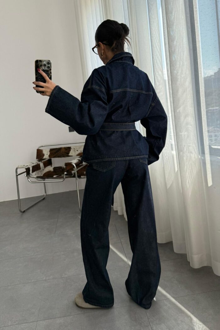 Fuly Denim Gömlek Pantolon Takım Lacivert - Görsel 4