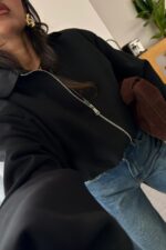 Beli Lastikli Bomber Ceket Siyah - Görsel 2