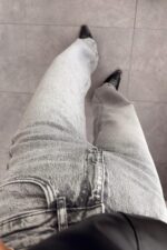 Becca Yıkamalı Gri Wide Leg jean - Görsel 3