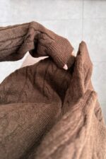 Bağlama Detaylı Triko Hırka Kahverengi - Görsel 3