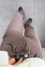 Amaya Kesik Paça Kahve Eskitme Jean - Görsel 3