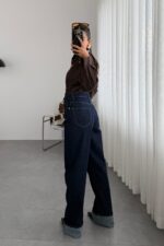 Eva Wide Leg Lacivert Jean - Görsel 4