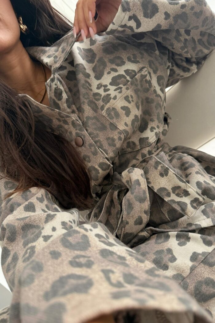 Fuly Açık Leopar Desenli Gömlek Pantolon Takım - Görsel 4