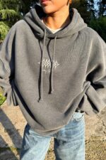 Arkası Baskılı Oversize Yıkamalı Sweat Antrasit - Görsel 3