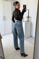 Sophia Ballon Mavi Eskitme Jean - Görsel 4