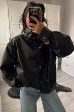 Çıtçıt Düğmeli Oversize Bomber Ceket - Görsel 3