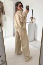 Dik Yaka Fermuarlı Triko Takım Çağla - Görsel 4