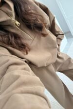 Dik Yaka Fermuarlı Triko Takım Haki - Görsel 3