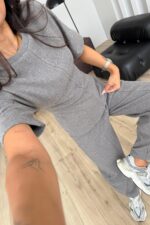 Belden Oturtmalı Triko Takım Vizon - Görsel 3