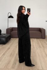 Taşlı Gömlek Pantolon Takım Siyah - Görsel 4