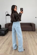 Robert wide Leg Buz Mavi Jean - Görsel 4